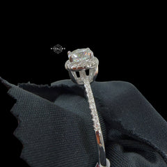 2.8 CTW Round Halo Moissanite Engagement Ring 925 Sterling Silver