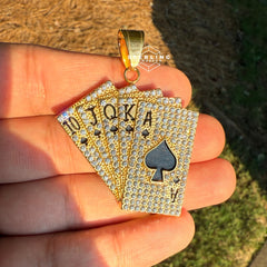 Playing Cards Pendant Gold Tone Stainless Steel
