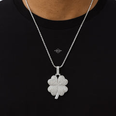 Shamrock 925 Sterling Silver CZ Pendant + Steel Rope Chain