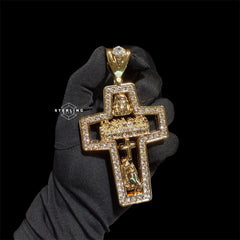 XL Gold Cross Last Supper Pendant