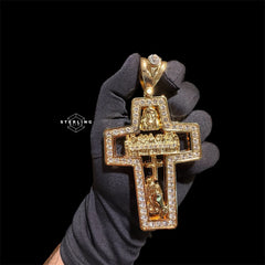 XL Gold Cross Last Supper Pendant