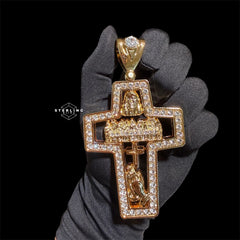 XL Gold Cross Last Supper Pendant