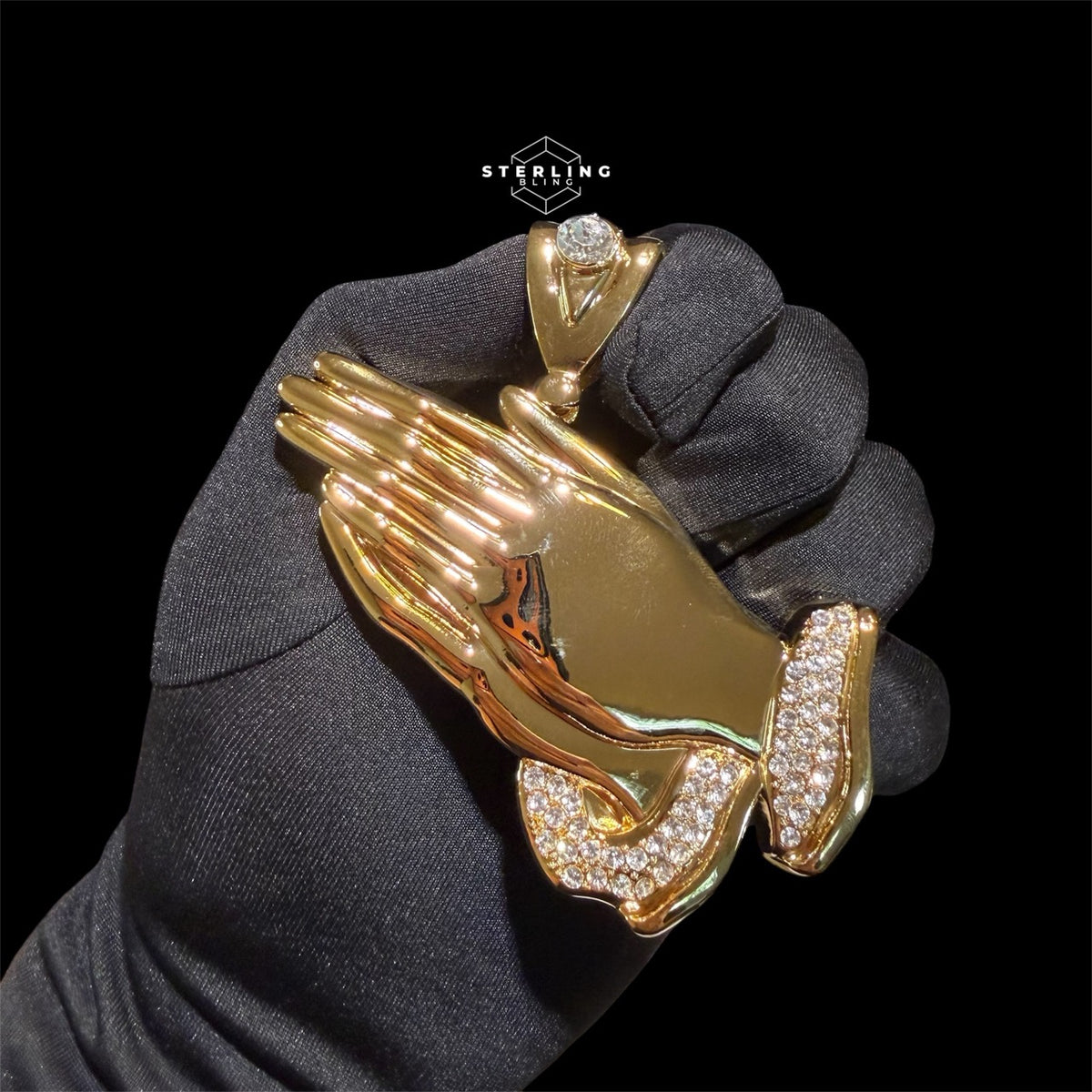 XL Gold Prayer Hands Pendant