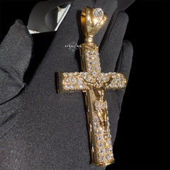 XL Gold Cross Crucifix Pendant