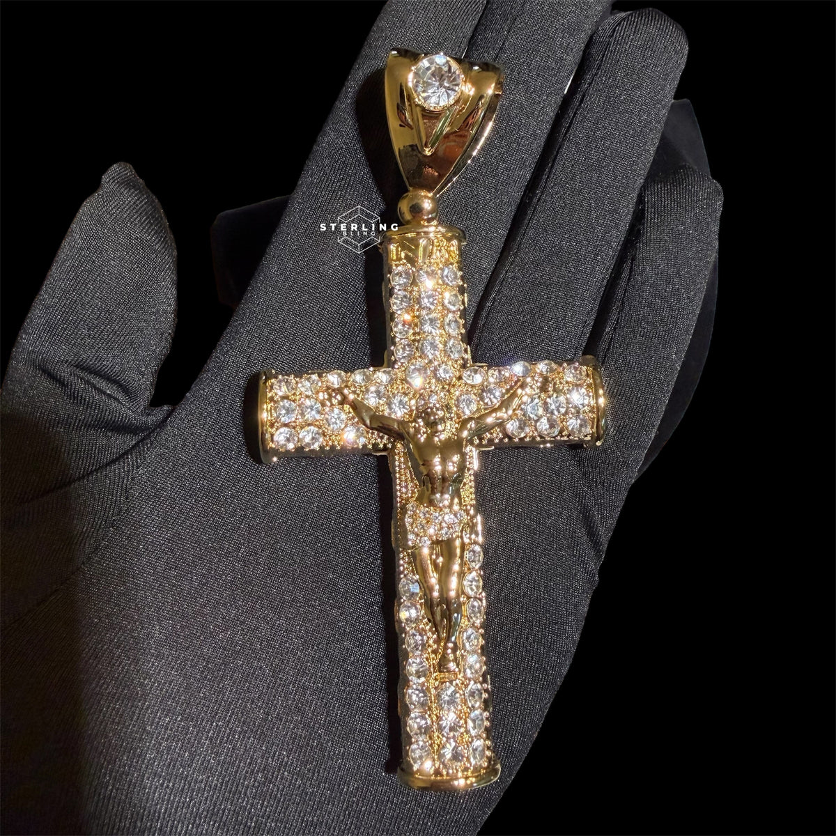 XL Gold Cross Crucifix Pendant