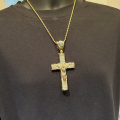 XL Gold Cross Crucifix Pendant