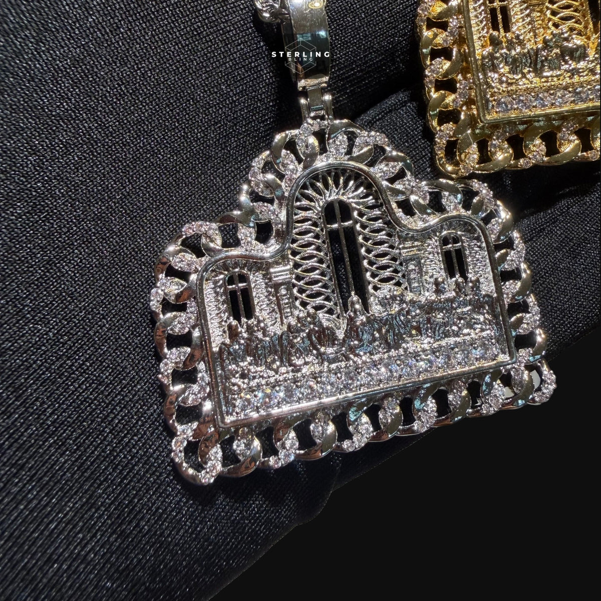 Cuban Link Style Iced Out Last Supper Pendant Necklace Gold or Silver, CZ Diamond Jesus Religious Pendant, Christian Hip Hop Jewelry