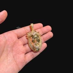 Gold Jesus Pendant Iced Out 14k Gold Plated