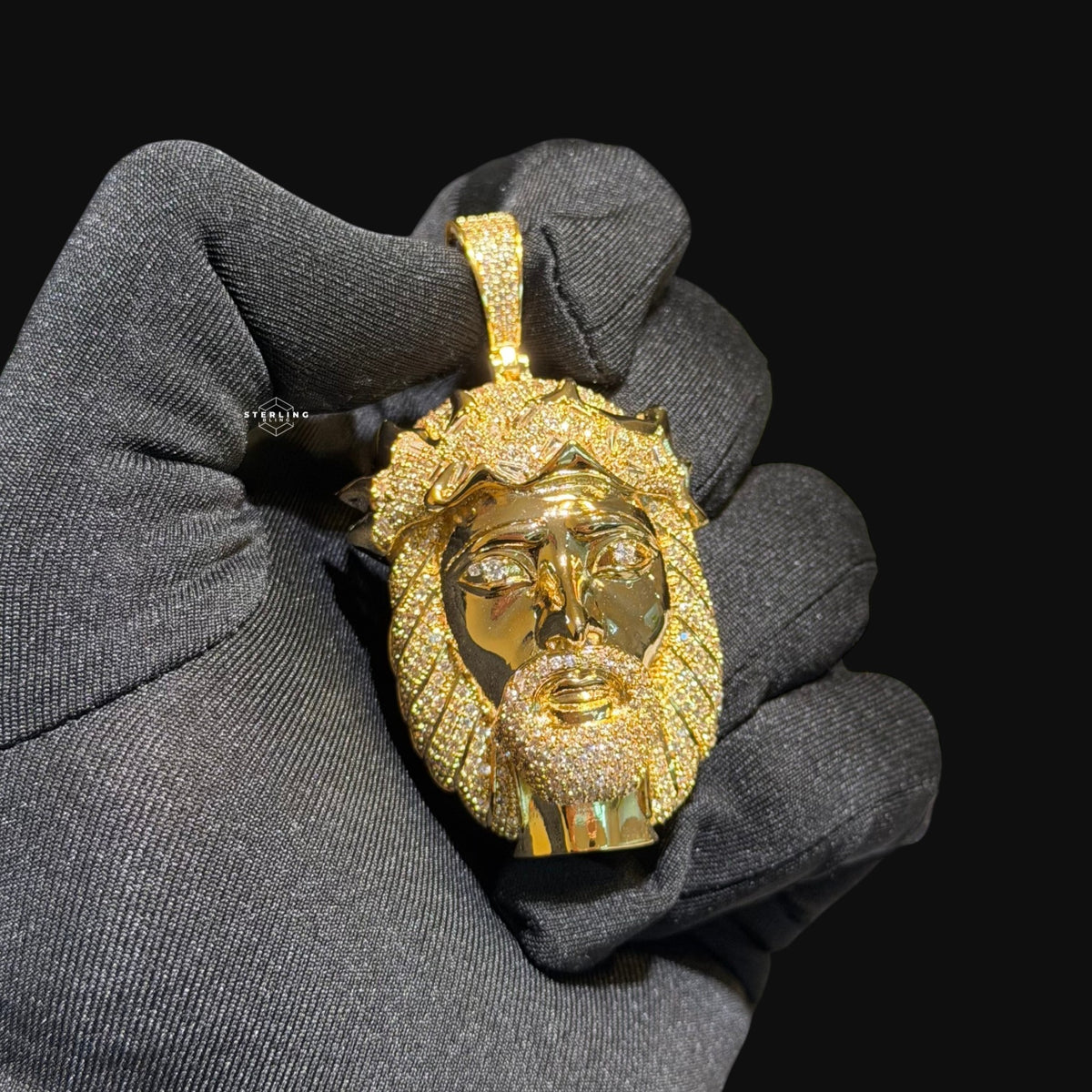 Gold Jesus Pendant Iced Out 14k Gold Plated