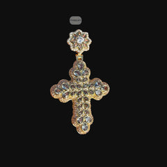 Pear Cut Cross Pendant 14k Gold Plated