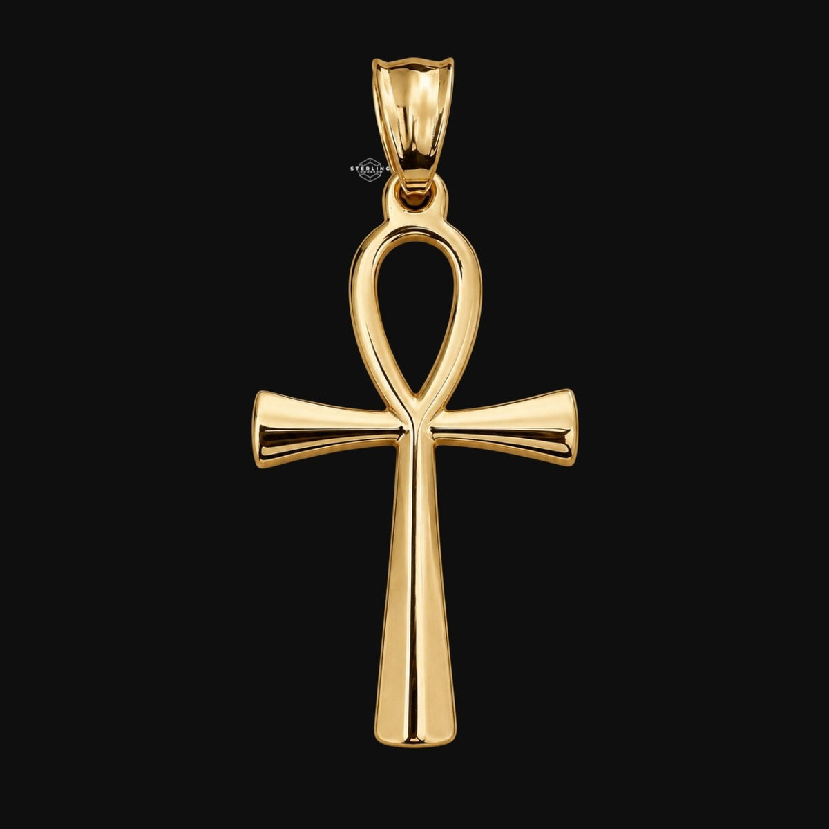 Gold Ankh Cross Pendant Necklace, Stainless Steel
