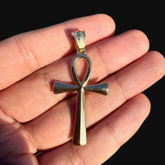 Gold Ankh Cross Pendant Necklace, Stainless Steel