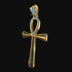 Gold Ankh Cross Pendant Necklace, Stainless Steel