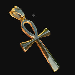 Gold Ankh Cross Pendant Necklace, Stainless Steel