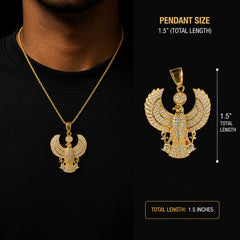 Gold Eagle Pendant Necklace, Stainless Steel Necklace for Men, CZ Eagle Pendant, 14K Gold PVD 316L Waterproof Necklace, Gift for Him