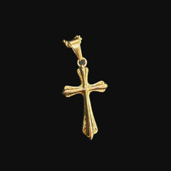 Gold Flare Cross Pendant Necklace, Stainless Steel Necklace for Men, Religious Christian Pendant, 14K Gold Bonded Waterproof Necklace, Gift for Him
