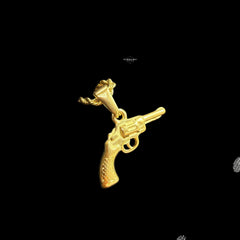 Gold Gun Charm Pendant Necklace, Stainless Steel Necklace for Men, Pistol Pendant, 14K Gold Bonded Waterproof Necklace, Gift for Him