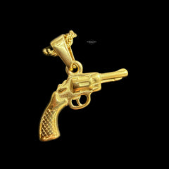 Gold Gun Charm Pendant Necklace, Stainless Steel Necklace for Men, Pistol Pendant, 14K Gold Bonded Waterproof Necklace, Gift for Him