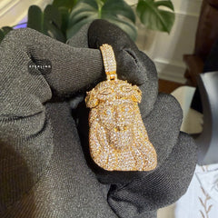Gold Iced Out Jesus Pendant