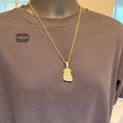 Gold Iced Out Jesus Pendant