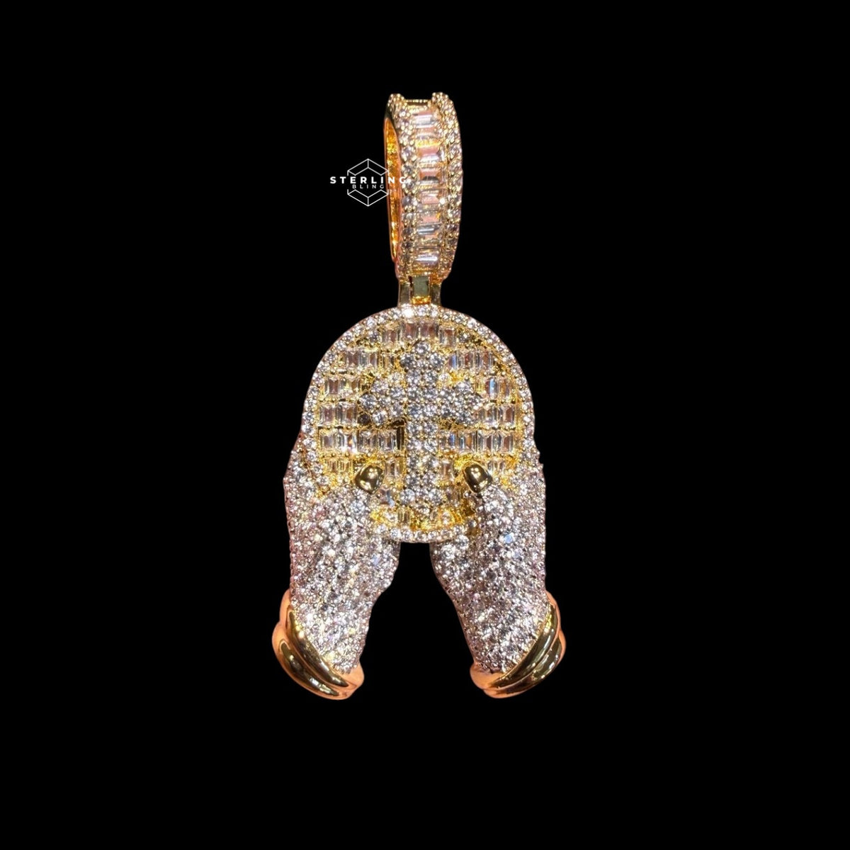 14K Gold Plated Iced Out Praying Hands Pendant | CZ Diamond Prayer Hands Hip Hop Necklace | Faith Jewelry