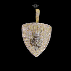 Gold KING Lion Shield Pendant