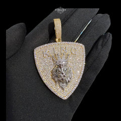 Gold KING Lion Shield Pendant