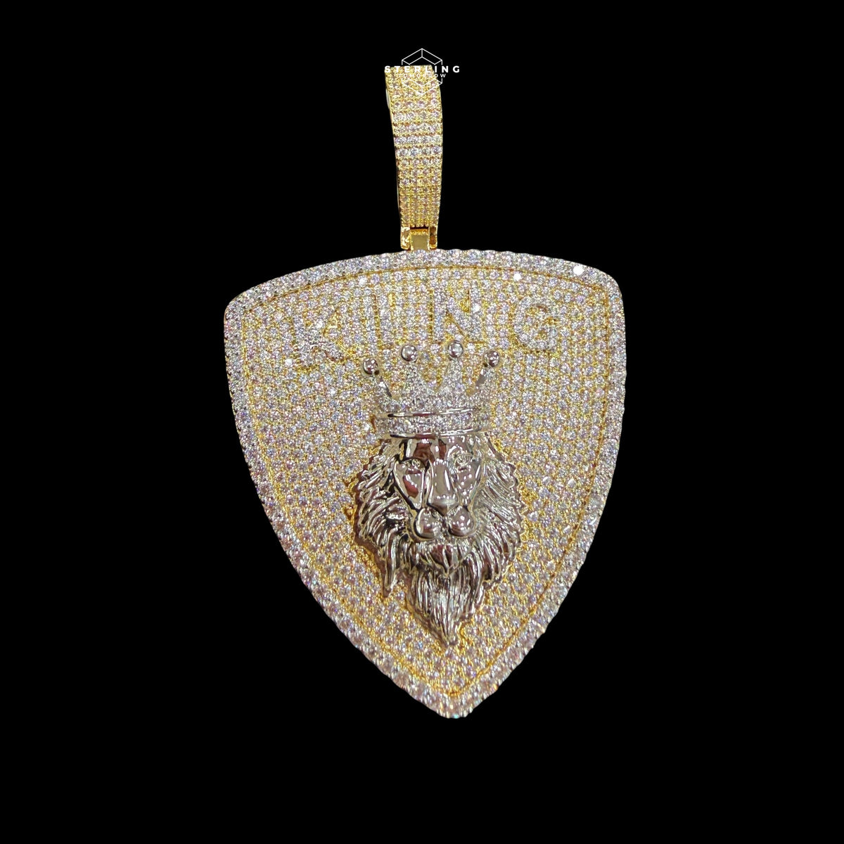 Gold KING Lion Shield Pendant