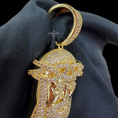 Gold Iced Out Jesus Pendant, 14K Gold Plated CZ Diamond Jesus Face Necklace, Crown of Thorns Christian Hip Hop Jewelry for Men