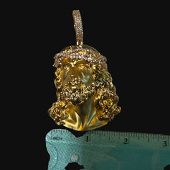 Gold Jesus Iced Crown Pendant