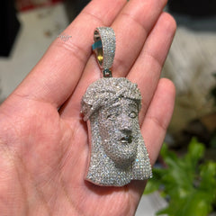 Moissanite Iced Out Jesus Pendant + Steel Rope Chain