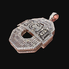 Iced Out RICH Letter Pendant | 14K White Gold Plated Baguette CZ Money Pendant Hip Hop Necklace with Free Rope Chain