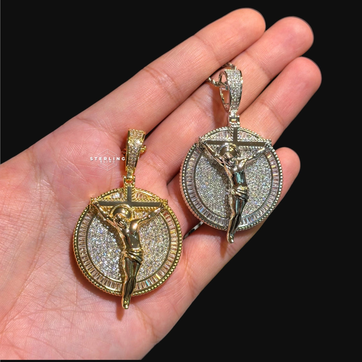 Iced Out Jesus Crucifix Medallion - 14k Gold Plated CZ