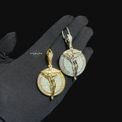Iced Out Jesus Crucifix Medallion - 14k Gold Plated CZ