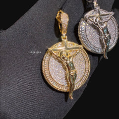 Iced Out Jesus Crucifix Medallion - 14k Gold Plated CZ