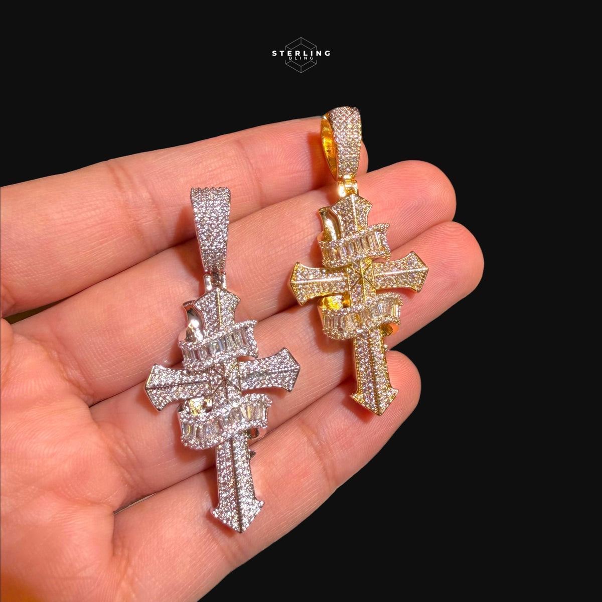 Baguette Iced Out Cross Pendant