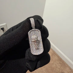 Iced Out Basketball Dog Tag Pendant, Solid 925 Sterling Silver VVS CZ Diamond Necklace, Sports Jewelry, 22 Inch Rope Chain