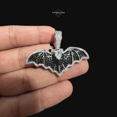 Iced Out Bat Pendant Necklace Black White CZ Gothic Animal Charm Hip Hop Jewelry with Free Chain