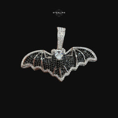 Iced Out Bat Pendant Necklace Black White CZ Gothic Animal Charm Hip Hop Jewelry with Free Chain