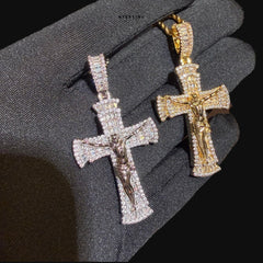 Iced Out Jesus Cross Crucifix Pendant