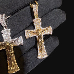 Iced Out Jesus Cross Crucifix Pendant