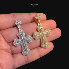 14k Gold Plated Iced Out Cross Pendant