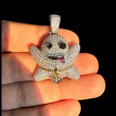 Iced Out Ghost Emoji Pendant