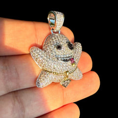 Iced Out Ghost Emoji Pendant