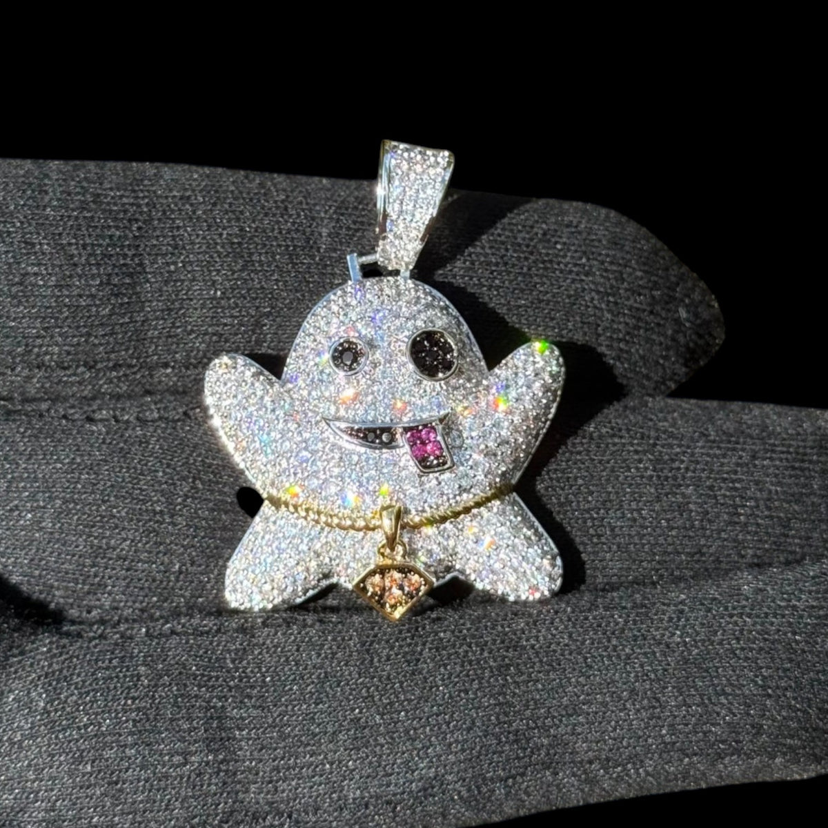 Iced Out Ghost Emoji Pendant