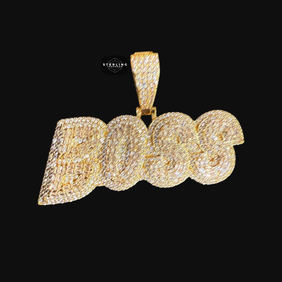 Etsy Title Boss Pendant Necklace, 14K Gold Plated Iced Out Boss Pendant, CZ Diamond Hip Hop Pendant, Tarnish Resistant Statement Necklace, Gift for Him
