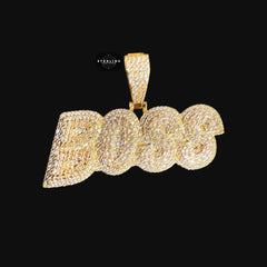 Etsy Title Boss Pendant Necklace, 14K Gold Plated Iced Out Boss Pendant, CZ Diamond Hip Hop Pendant, Tarnish Resistant Statement Necklace, Gift for Him