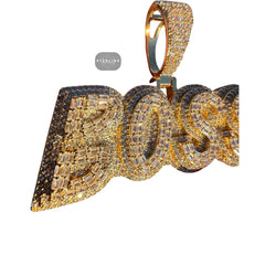 Etsy Title Boss Pendant Necklace, 14K Gold Plated Iced Out Boss Pendant, CZ Diamond Hip Hop Pendant, Tarnish Resistant Statement Necklace, Gift for Him