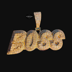 Etsy Title Boss Pendant Necklace, 14K Gold Plated Iced Out Boss Pendant, CZ Diamond Hip Hop Pendant, Tarnish Resistant Statement Necklace, Gift for Him