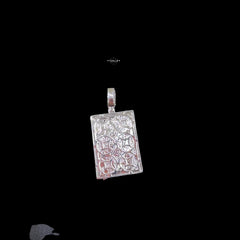 King Playing Card Pendant | 14K White Gold Plated Poker King CZ Hip Hop Necklace, Iced Out Card Pendant with Free Rope Chain